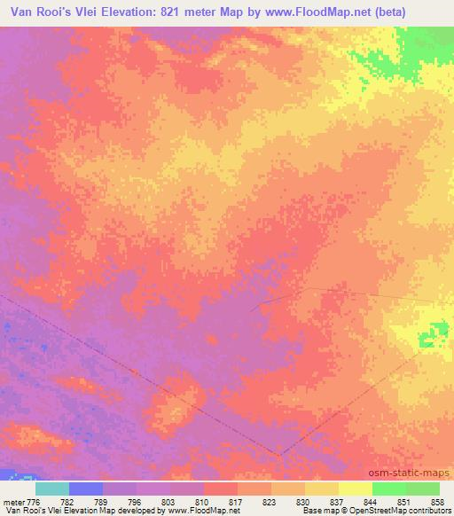 Van Rooi's Vlei,South Africa Elevation Map