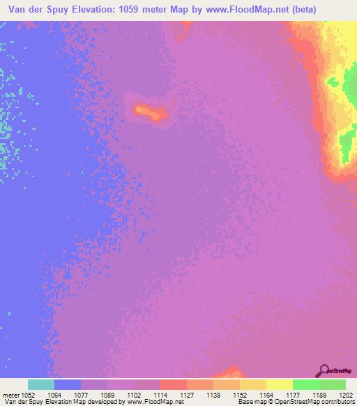 Van der Spuy,South Africa Elevation Map