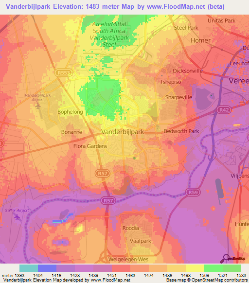 Vanderbijlpark,South Africa Elevation Map