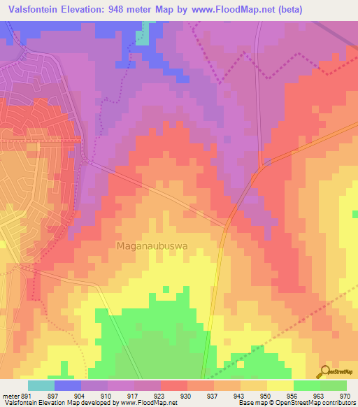 Valsfontein,South Africa Elevation Map