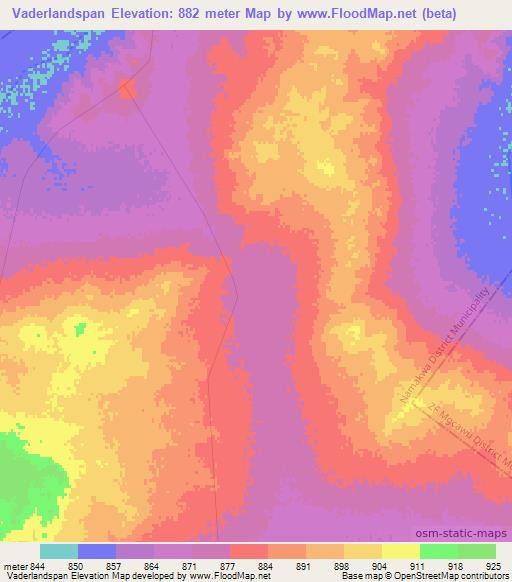 Vaderlandspan,South Africa Elevation Map