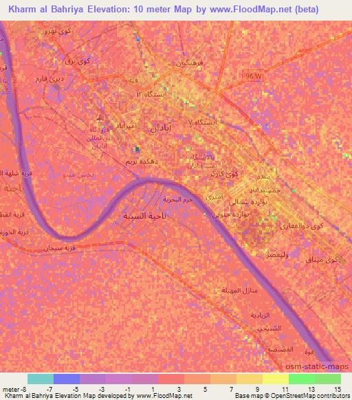 Kharm al Bahriya,Iraq Elevation Map