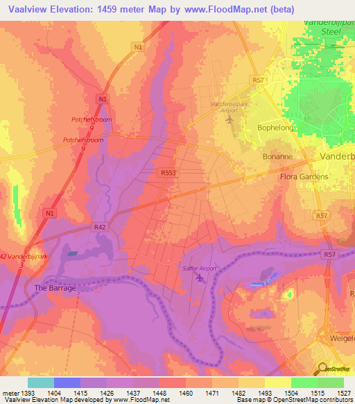 Vaalview,South Africa Elevation Map