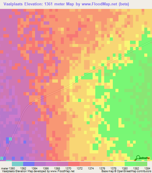 Vaalplaats,South Africa Elevation Map