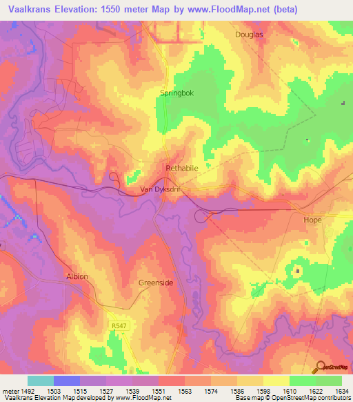 Vaalkrans,South Africa Elevation Map