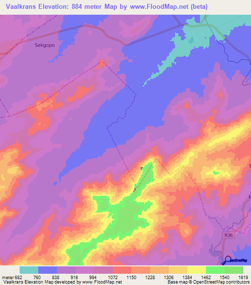 Vaalkrans,South Africa Elevation Map