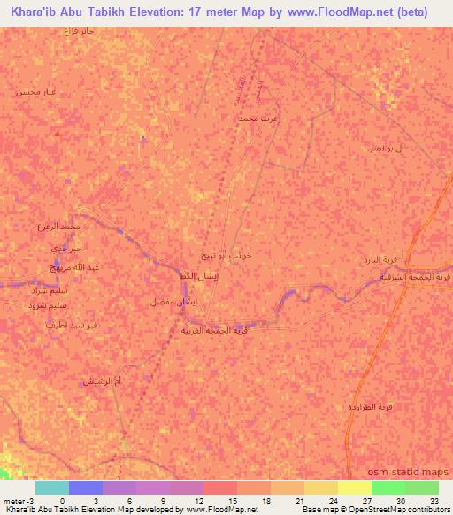 Khara'ib Abu Tabikh,Iraq Elevation Map