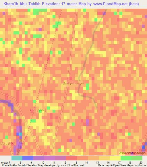 Khara'ib Abu Tabikh,Iraq Elevation Map