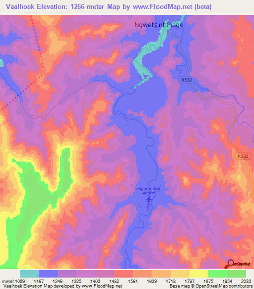 Vaalhoek,South Africa Elevation Map