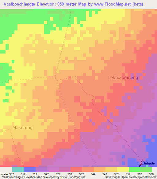 Vaalboschlaagte,South Africa Elevation Map