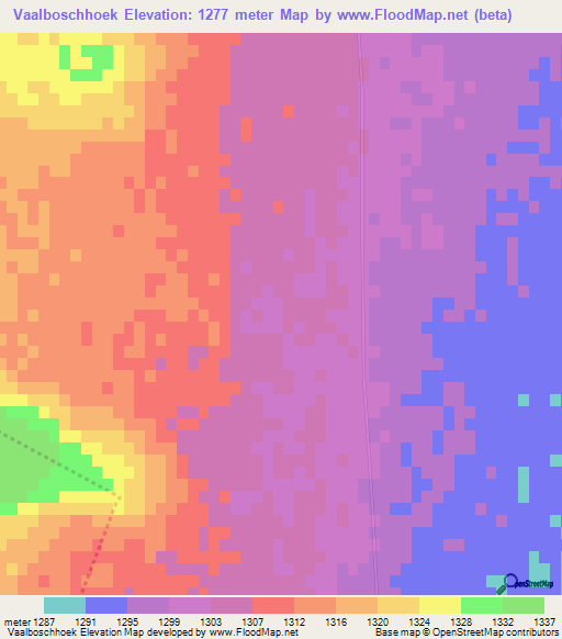 Vaalboschhoek,South Africa Elevation Map