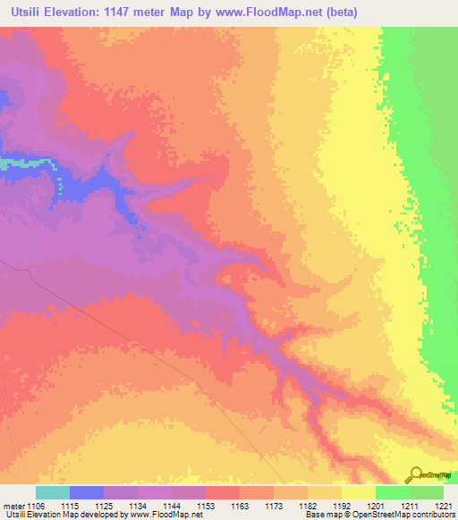 Utsili,South Africa Elevation Map