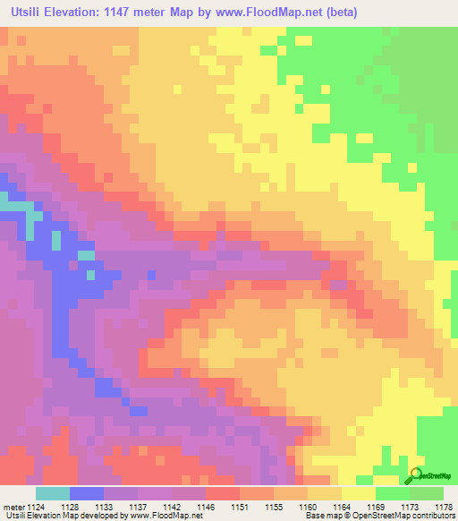 Utsili,South Africa Elevation Map