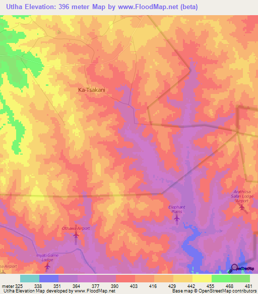 Utlha,South Africa Elevation Map
