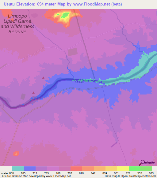 Usutu,South Africa Elevation Map