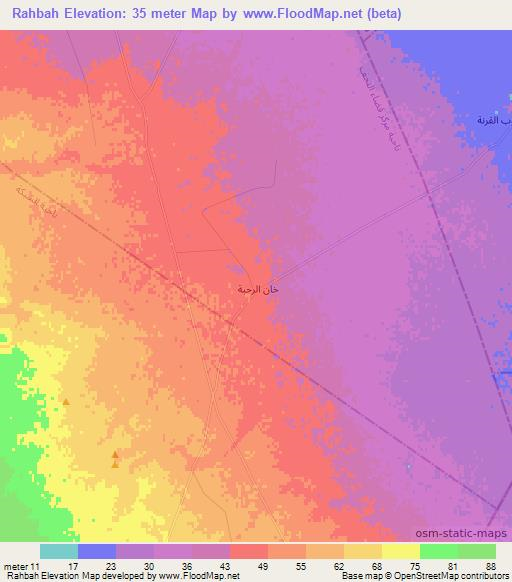 Rahbah,Iraq Elevation Map