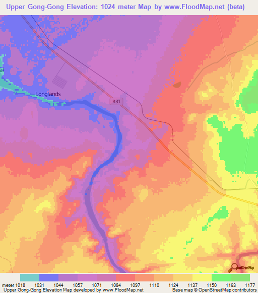 Upper Gong-Gong,South Africa Elevation Map