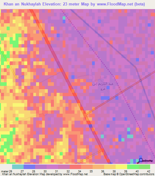 Khan an Nukhaylah,Iraq Elevation Map