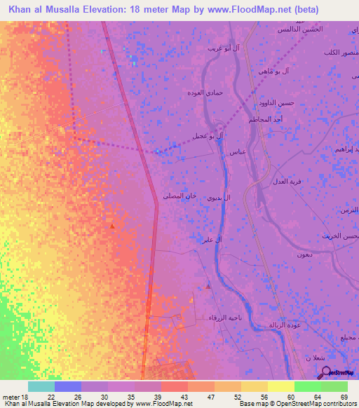 Khan al Musalla,Iraq Elevation Map