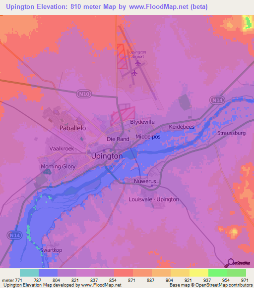 Upington,South Africa Elevation Map