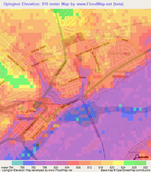 Upington,South Africa Elevation Map