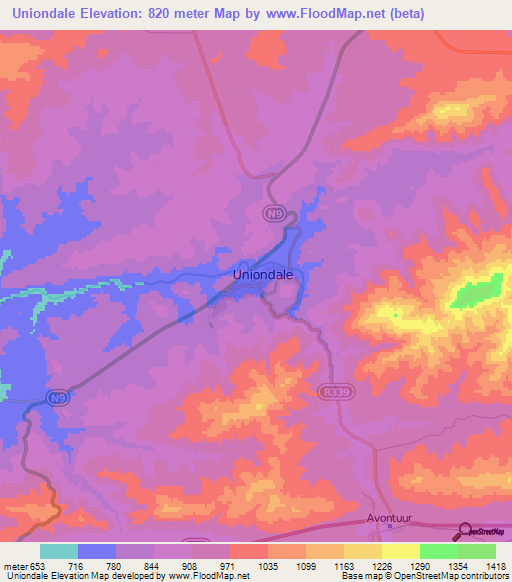 Uniondale,South Africa Elevation Map