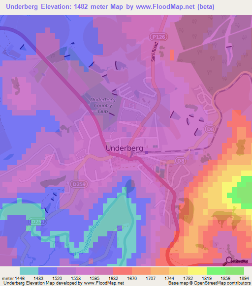 Underberg,South Africa Elevation Map