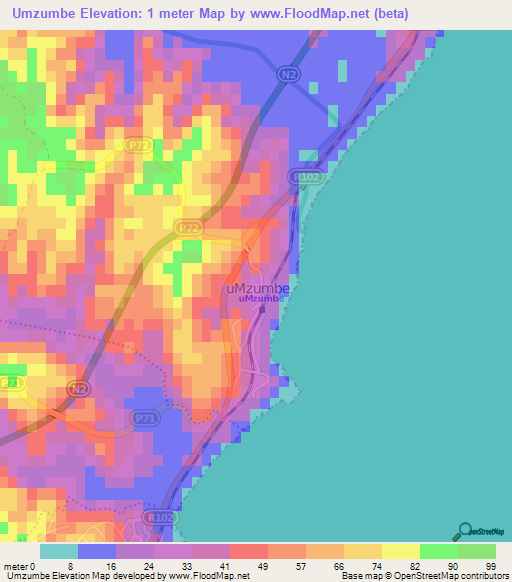 Umzumbe,South Africa Elevation Map