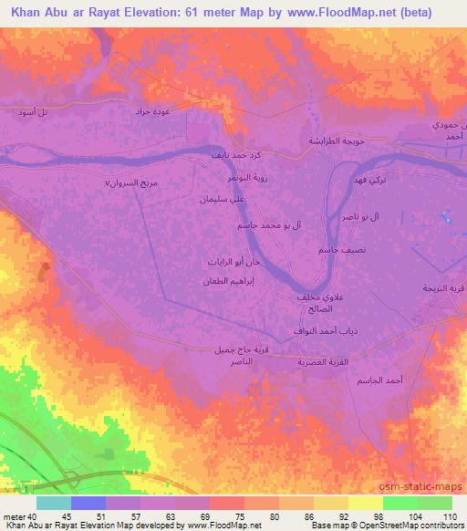 Khan Abu ar Rayat,Iraq Elevation Map