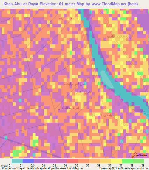 Khan Abu ar Rayat,Iraq Elevation Map