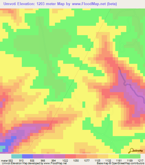 Umvoti,South Africa Elevation Map