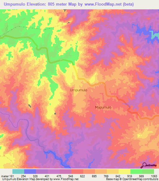 Umpumulo,South Africa Elevation Map