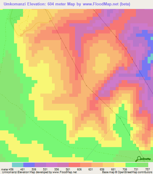 Umkomanzi,South Africa Elevation Map