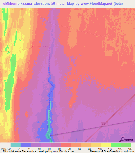 uMkhumbikazana,South Africa Elevation Map