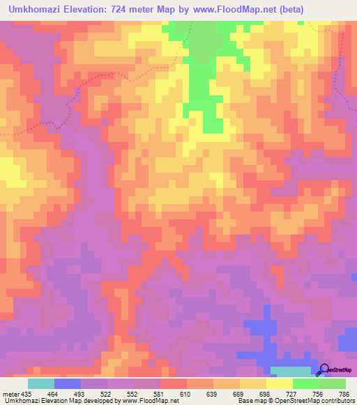 Umkhomazi,South Africa Elevation Map