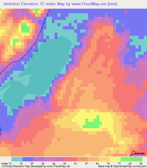 Umfolozi,South Africa Elevation Map