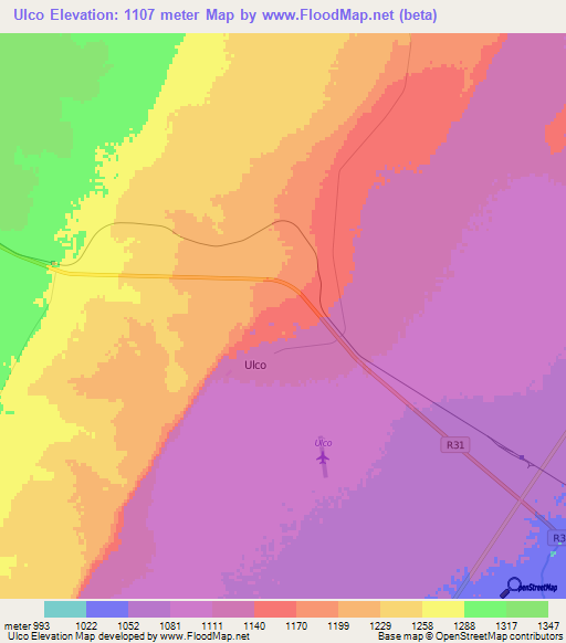 Ulco,South Africa Elevation Map