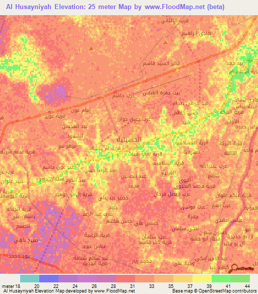 Al Husayniyah,Iraq Elevation Map