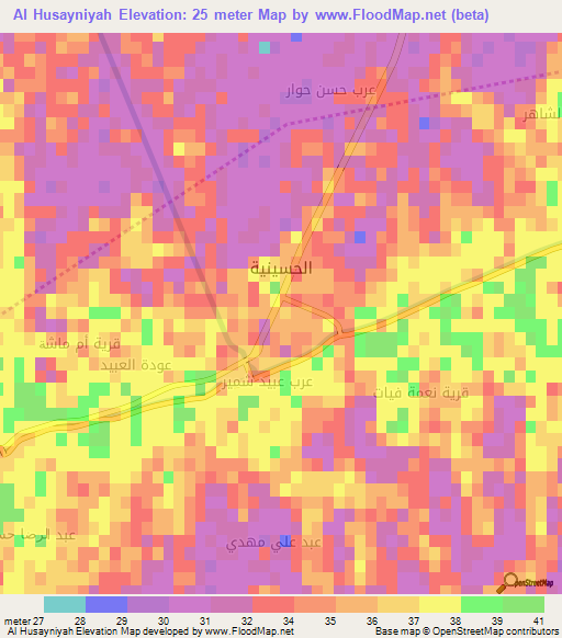 Al Husayniyah,Iraq Elevation Map