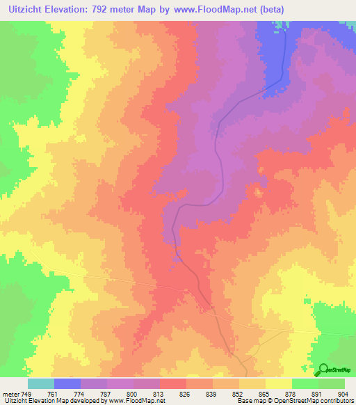 Uitzicht,South Africa Elevation Map