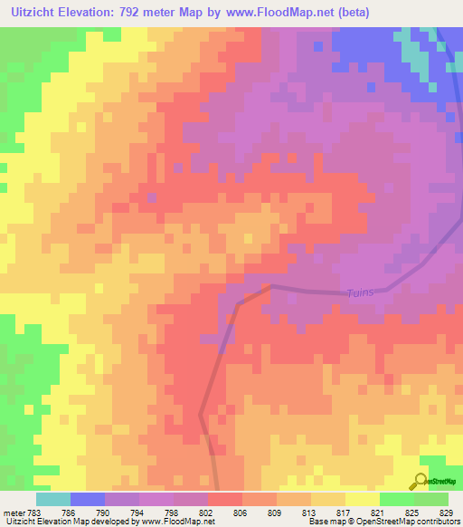 Uitzicht,South Africa Elevation Map