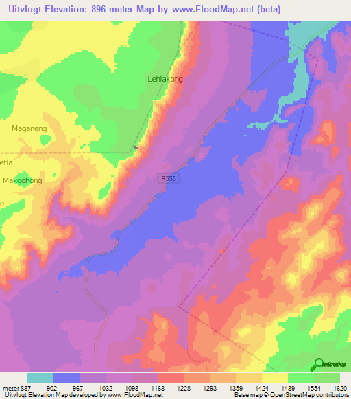 Uitvlugt,South Africa Elevation Map