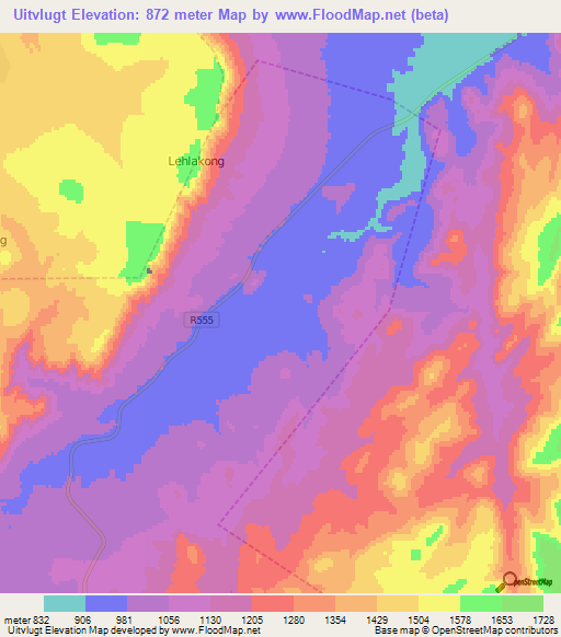 Uitvlugt,South Africa Elevation Map