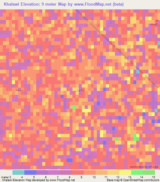 Khalawi,Iraq Elevation Map