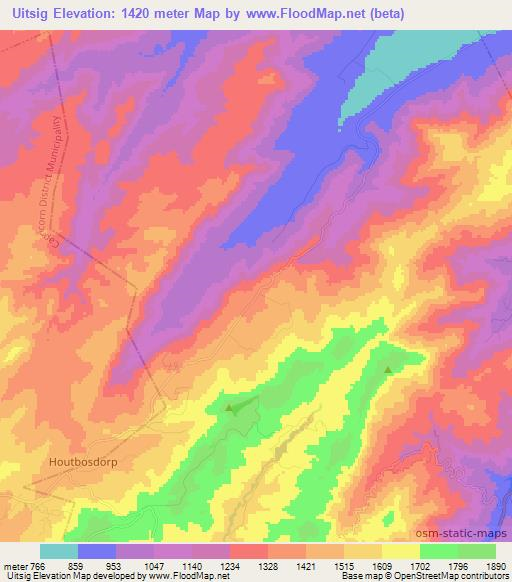 Uitsig,South Africa Elevation Map