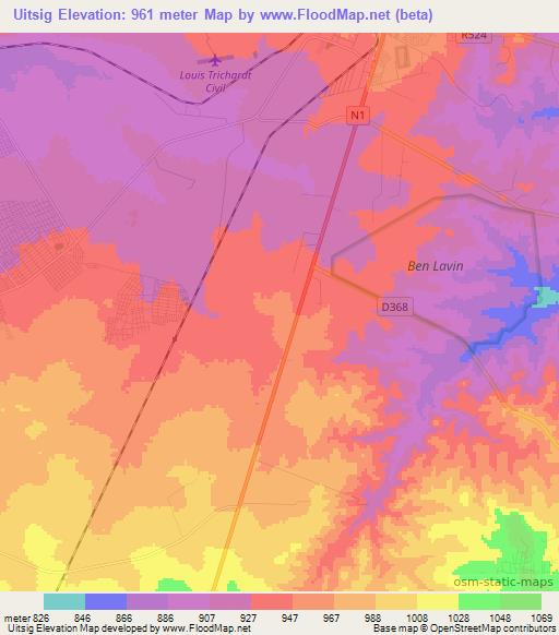 Uitsig,South Africa Elevation Map