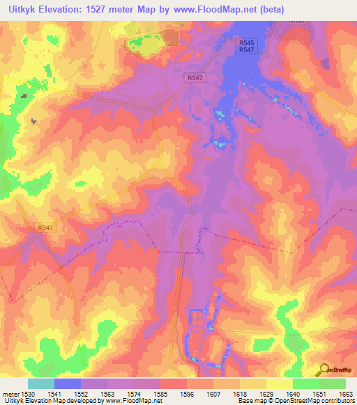 Uitkyk,South Africa Elevation Map