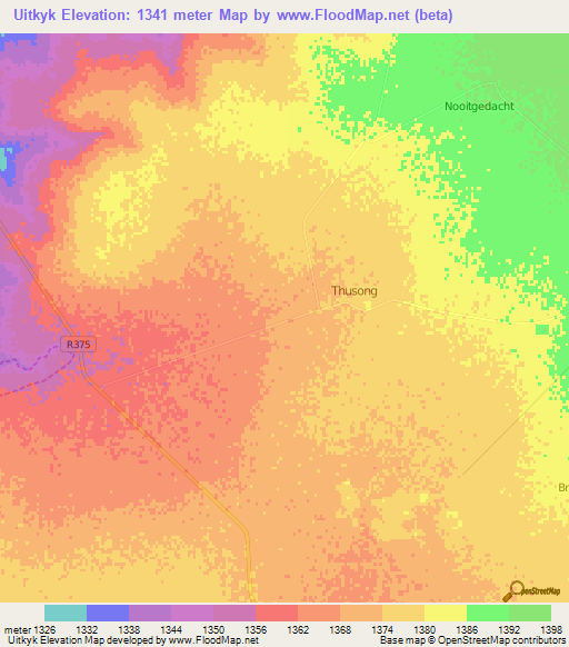 Uitkyk,South Africa Elevation Map