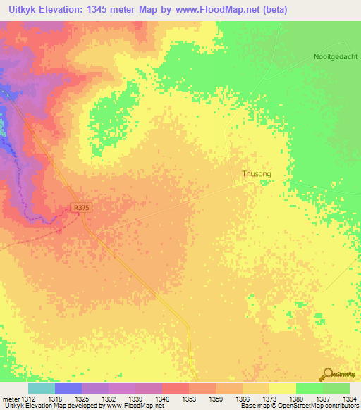 Uitkyk,South Africa Elevation Map