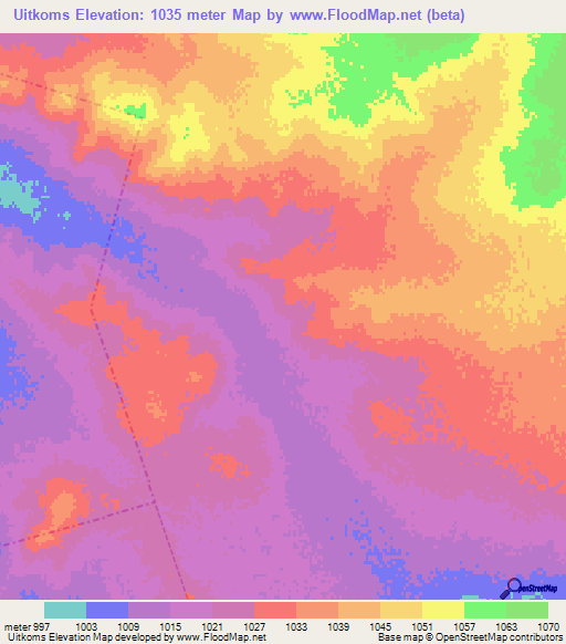 Uitkoms,South Africa Elevation Map